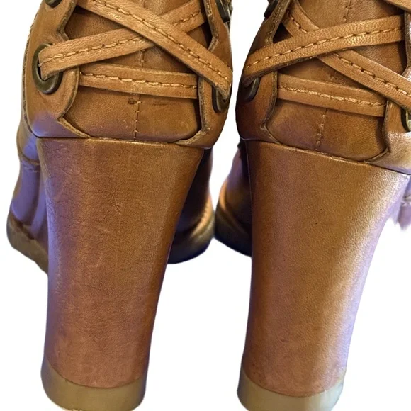 Apepazza Italian Leather Lace Up Knee High Tan EU 40 US 9 - Picture 7 of 11